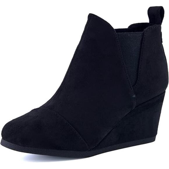 Women's Zoey Wedge Bootie, Soft Vegan Suede, Easy Slip-On Design, Memory - Picture 8 of 8